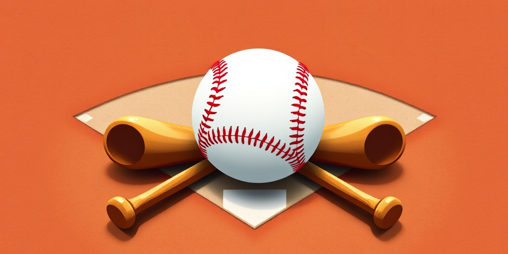Create a high-resolution illustration of a baseball set within a home plate design, flanked by two crossed baseball bats, using a DSLR camera with a 50mm lens, aperture set at f/1.8, ISO 100, with a focus on vibrant colors and sharp details in a studio lighting setup.
