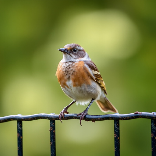 high-resolution close-up of a bird perched on a fence, natural light, f/2.8, 1/500s, ISO 200, 85mm lens, shallow depth of field, Canon DSLR