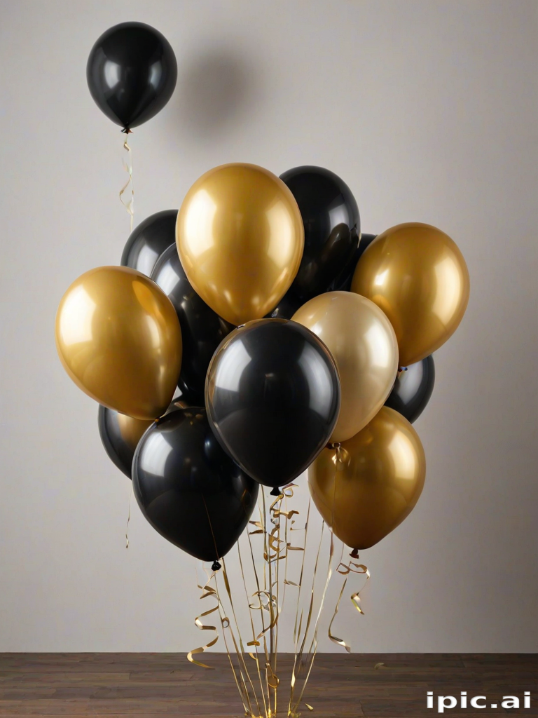 black and gold balloons png
