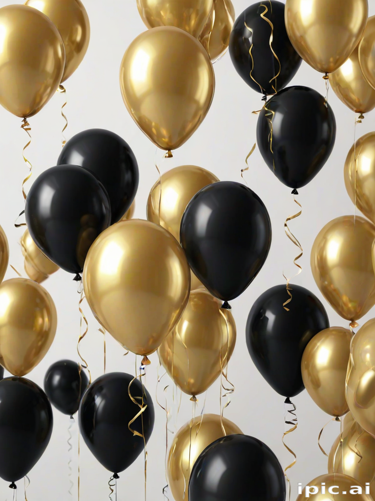 black and gold balloons png