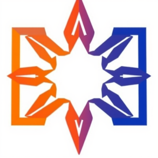 Generate an abstract logo design featuring geometric shapes forming a harmonious arrangement, set against a clean white background, captured with a DSLR camera at f/8, ISO 100, 50mm lens, soft natural lighting, top-down view for clarity and detail.