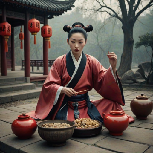 This is a surrealistic realistic photography with a Chinese style characterized by Confucianism and Taoism elegance