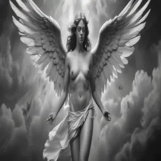 black and white angel drawings