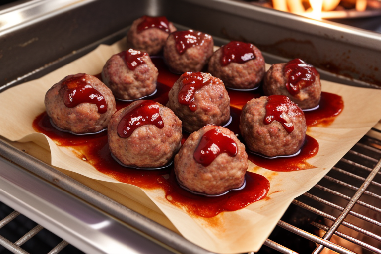 meatballs with grape jelly and bbq sauce in oven