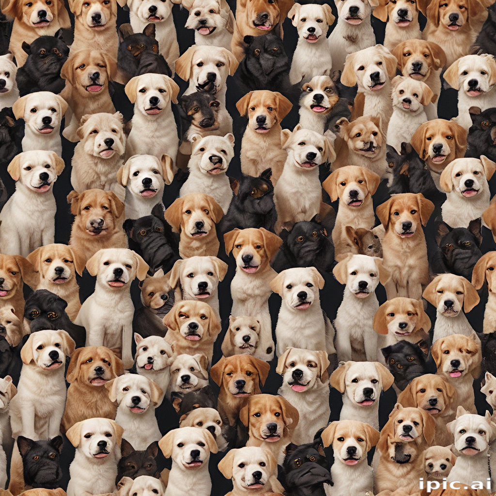 A Heartwarming Gathering of Playful Dogs in Various Colors and Breeds
