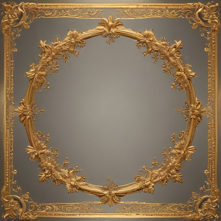Intricately Designed Golden Frame with Elegant Floral Motifs and Patterns