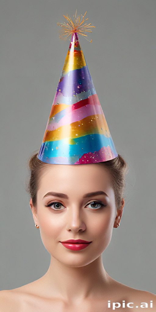 Cheerful Young Woman Wearing a Colorful Party Hat for Celebration