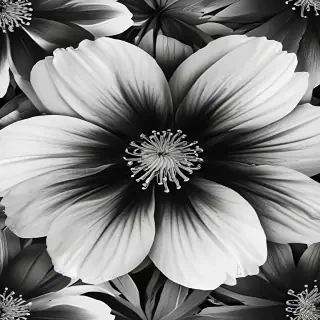 black and white flower png