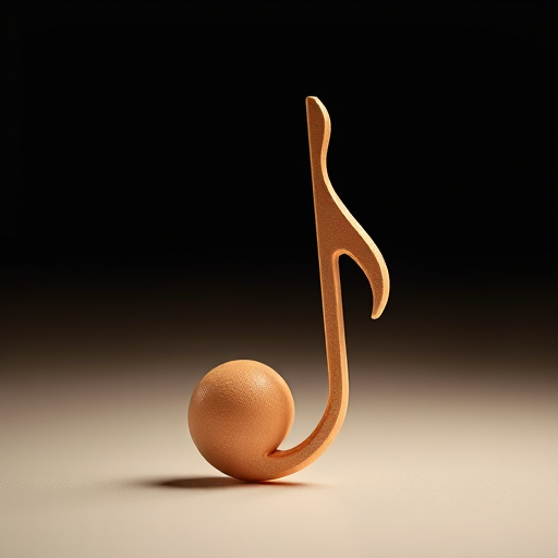 Create a high-resolution image of a musical note on a clean background, using a DSLR camera with a 50mm lens at f/1.8, ISO 100, and a soft focus style to enhance clarity and depth.