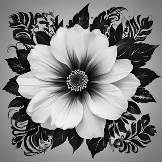 black and white flower png