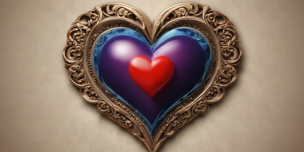 Intricate Heart Design with Colorful Layers and Elegant Frame Artwork