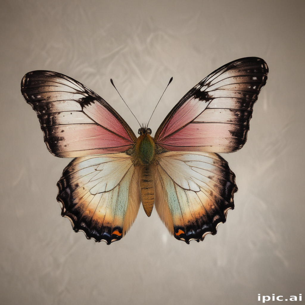 A Majestic Butterfly Displaying Vibrant Colors Against a Soft Background.