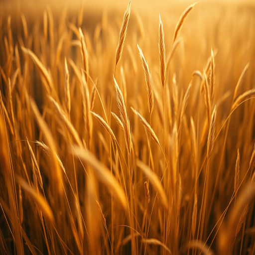 golden field of tall grass with soft sunlight filtering through the strands, shallow depth of field, aperture f/2.8, ISO 100, 50mm lens, shot from eye level, using a DSLR camera, warm color tones, enhance image quality by increasing contrast and sharpness