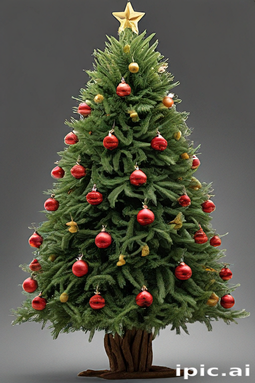 Festively Decorated Christmas Tree with Colorful Ornaments and Golden Star