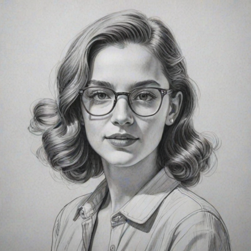 Dazzling Victoria Pedretti, pencil sketch, portrait of Radiant woman 1937s in glasses, hair style beatnik, outline, clear lines, fine lines, 8k