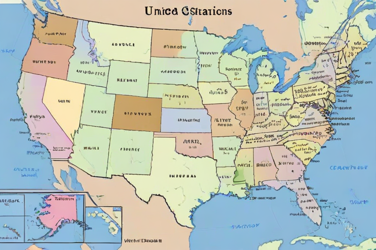 map of united states with states