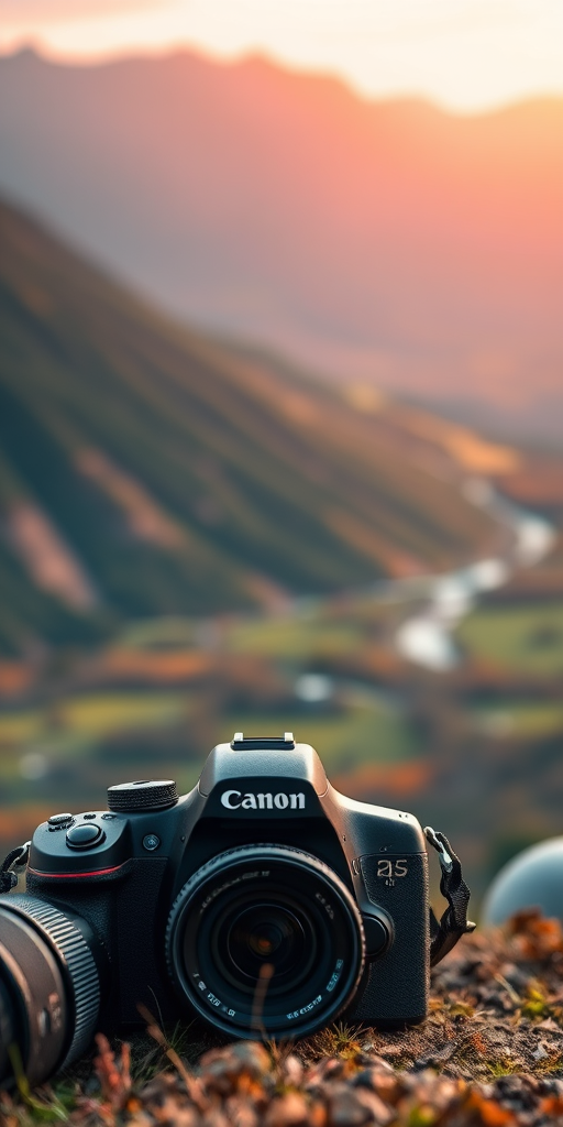 Create a high-resolution image of a scenic landscape with vibrant colors, using a DSLR camera with a 24mm lens, aperture set at f/8, ISO 100, and a shutter speed of 1/200s, shot from a low angle perspective under natural light.