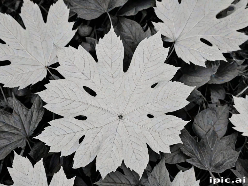leaf white and black
