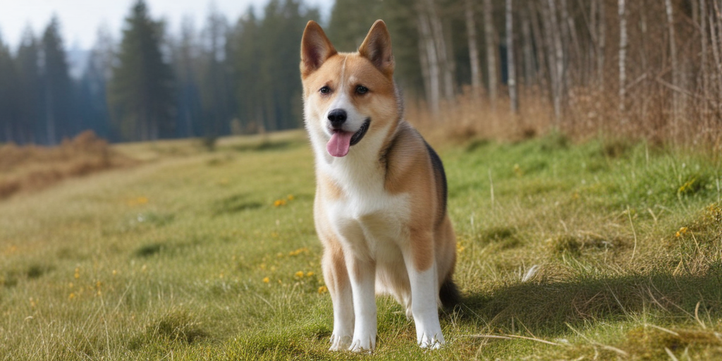 A Playful Dog Enjoying a Sunny Day in a Green Meadow.
