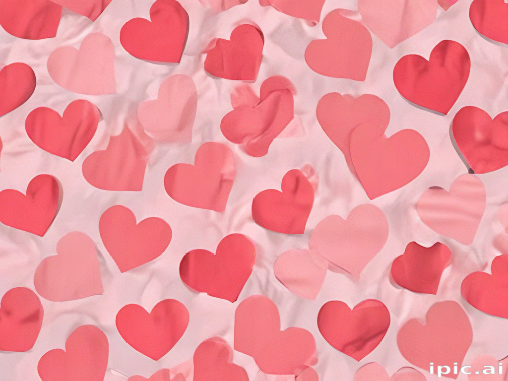 Colorful Collage of Pink Hearts on a Soft Textured Background