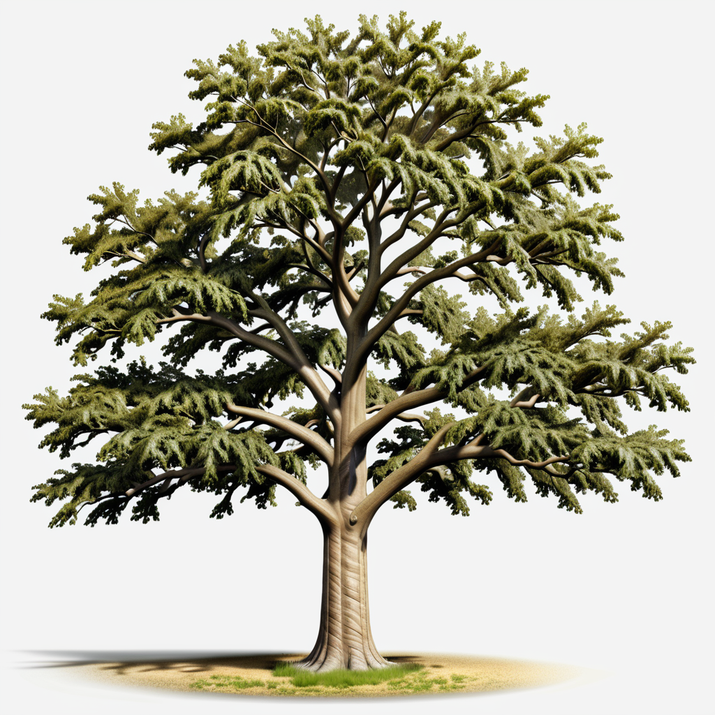 A Majestic Tree Standing Tall with Lush Green Foliage and Strong Branches.
