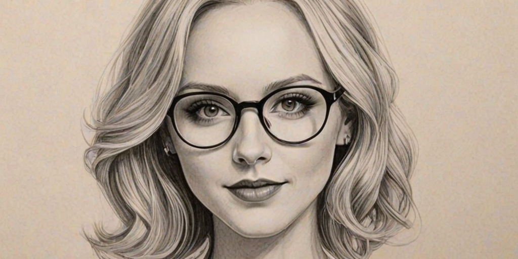 Enticing Candice Accola, pencil sketch, portrait of Charming woman 1925s in glasses, hair style beatnik, outline, clear lines, fine lines, 8k