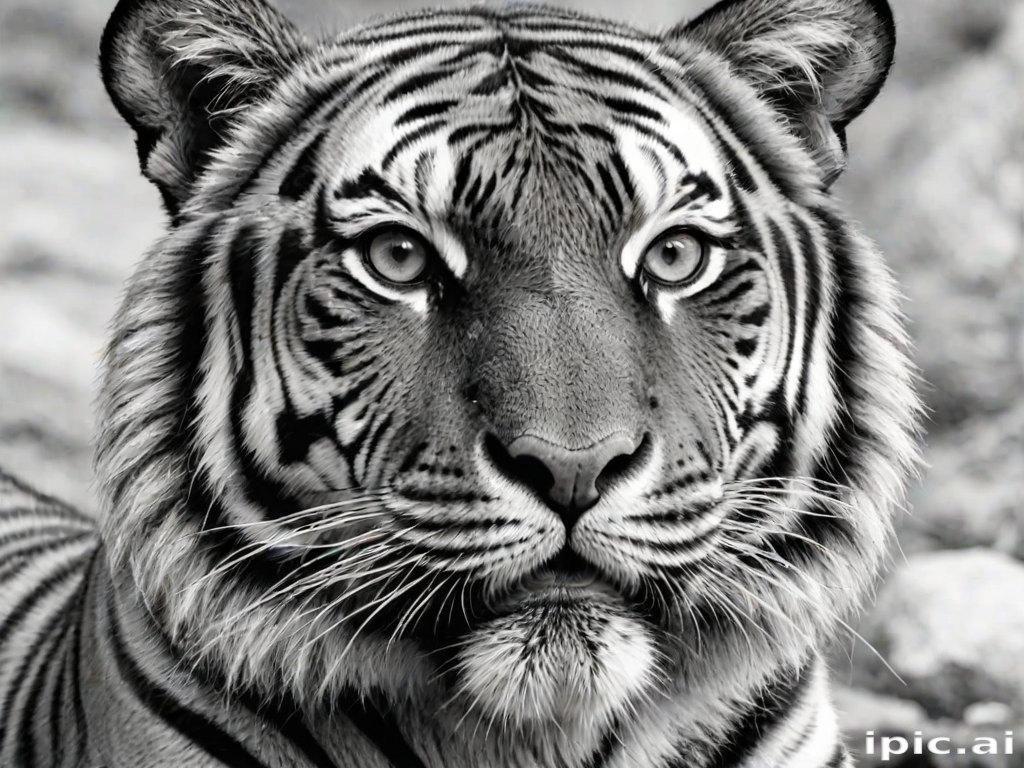 tiger clipart black and white