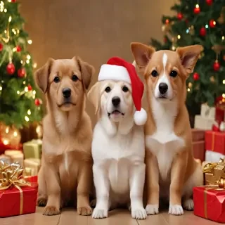 christmas dogs wallpaper