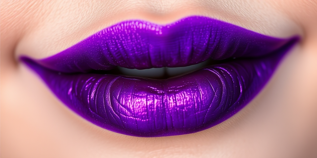 Enchanting Amethyst Aura lip style featuring a rich purple hue, duochrome shift, and moisturizing ingredients, ideal for creating mystical and otherworldly makeup looks