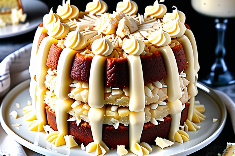 white german chocolate cake with cream cheese filling