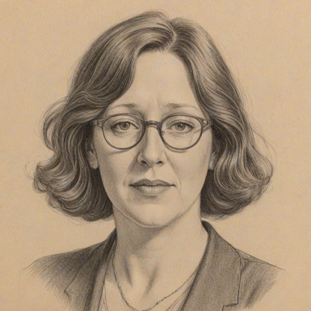 Appealing Ann Dowd, pencil sketch, portrait of Radiant woman 1927s in glasses, hair style beatnik, outline, clear lines, fine lines, 8k