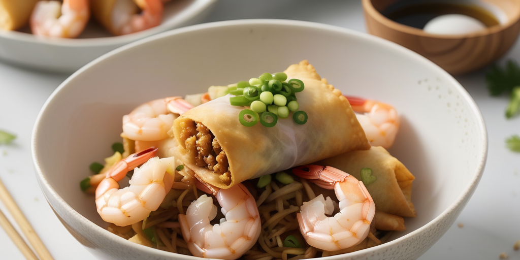 shrimp eggroll in a bowl