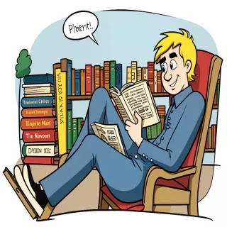 cartoon of reading