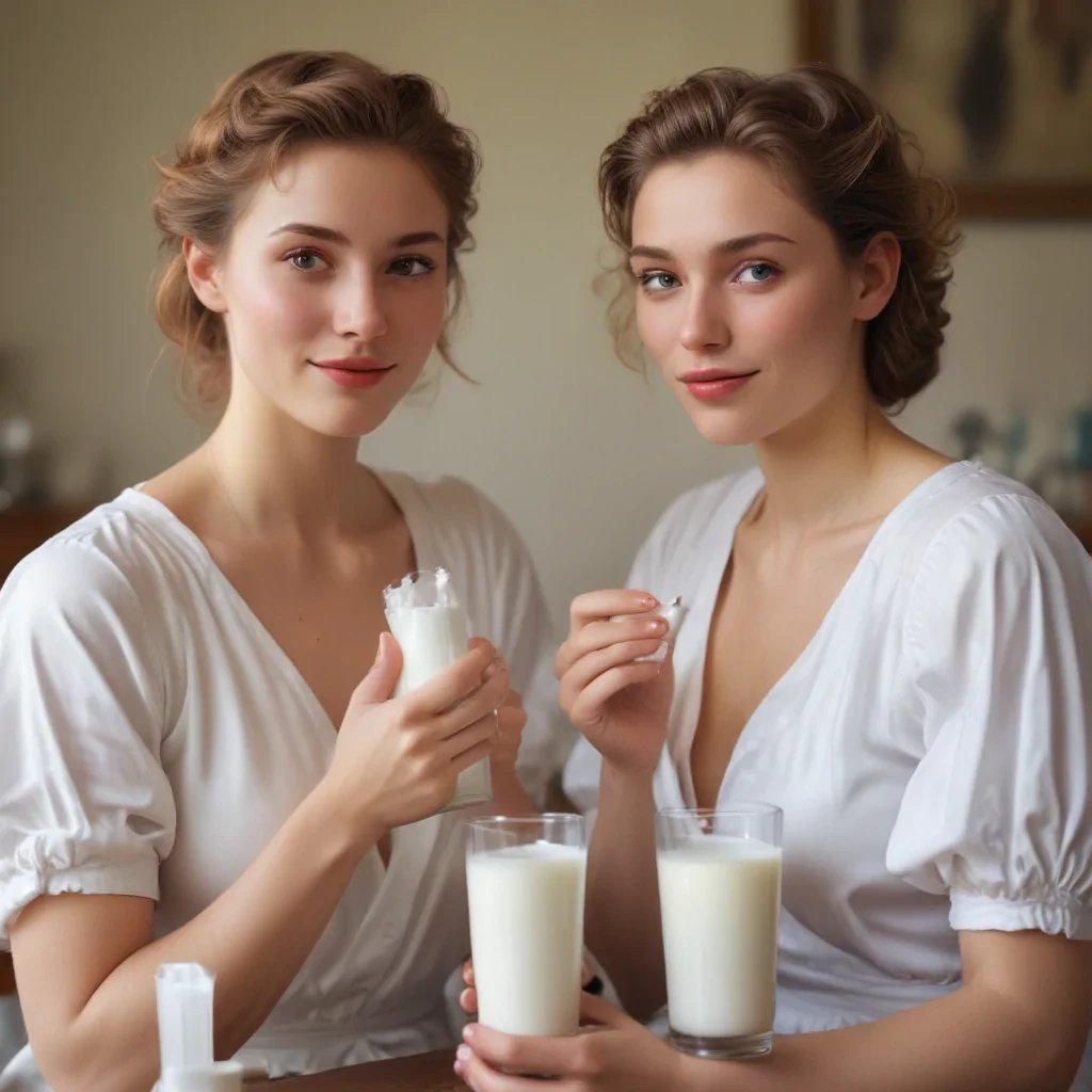 lesbians drinking milk