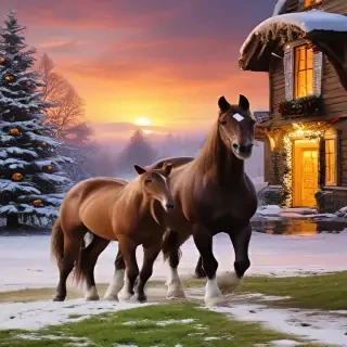 merry christmas images with horses