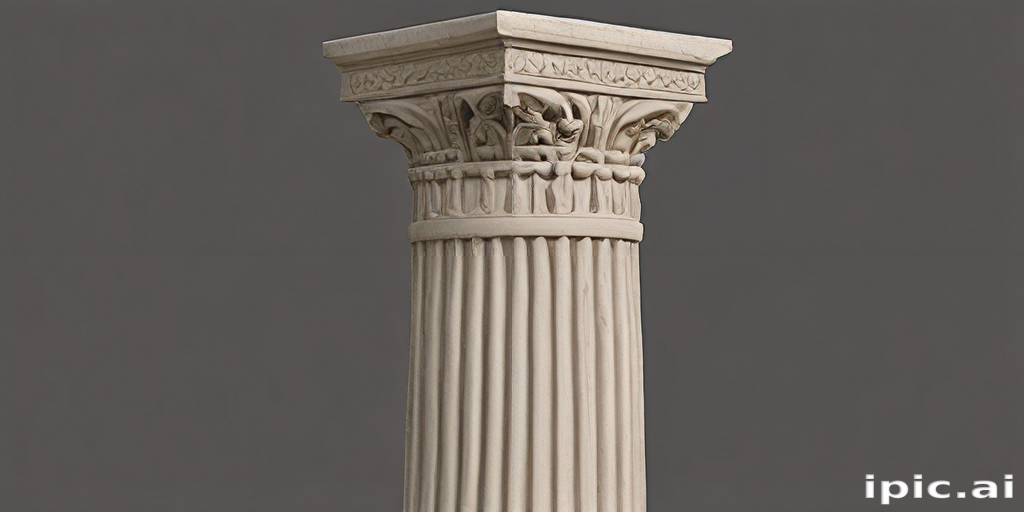 Intricately Carved Architectural Column with Detailed Floral and Leaf ...