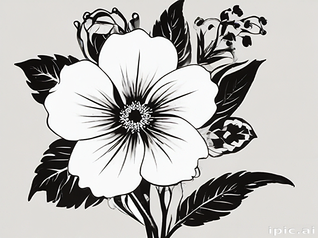 Elegant Black and White Floral Design Featuring a Beautiful Large Flower