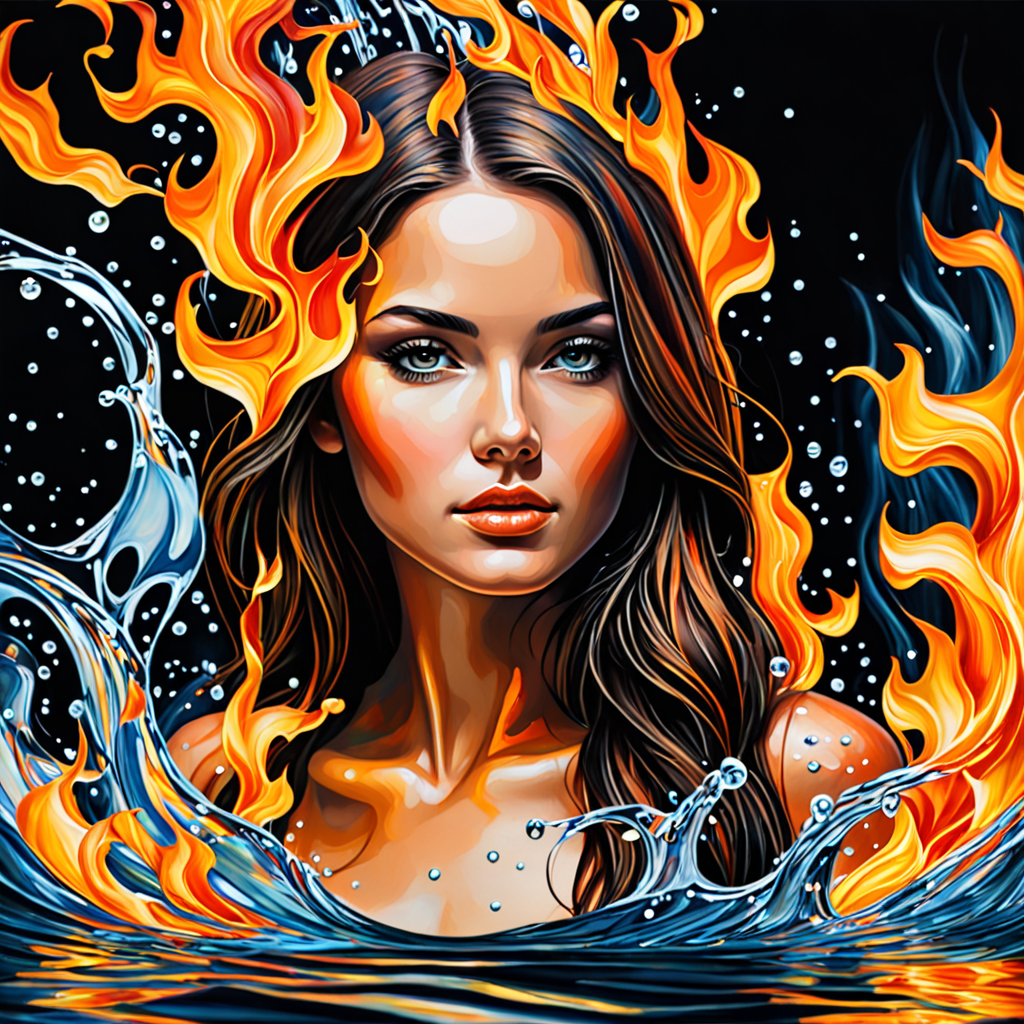 girl water and fire abstract art