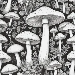 mushroom line art