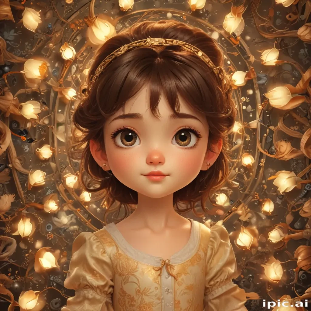 Enchanting Portrait of a Young Girl Surrounded by Glowing Flowers and ...
