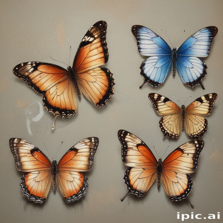 Colorful Collection of Butterflies Displayed on a Soft Neutral Background