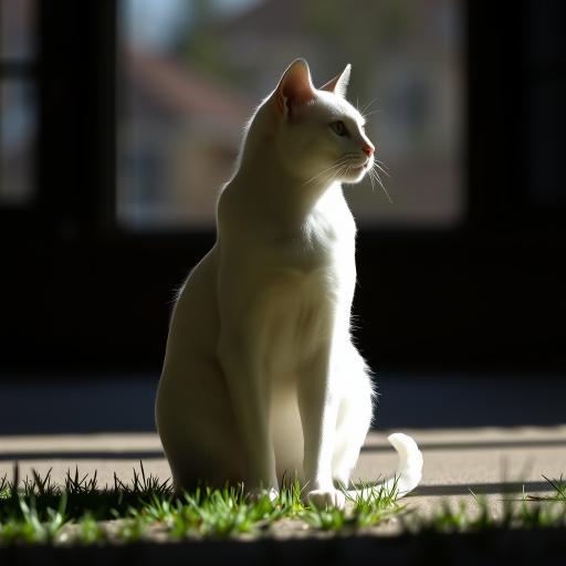 Create a high-resolution image of a sitting cat outline, using a DSLR camera, 50mm lens, f/2.8 aperture, ISO 100, in natural light, viewed from a low angle to enhance details and clarity.
