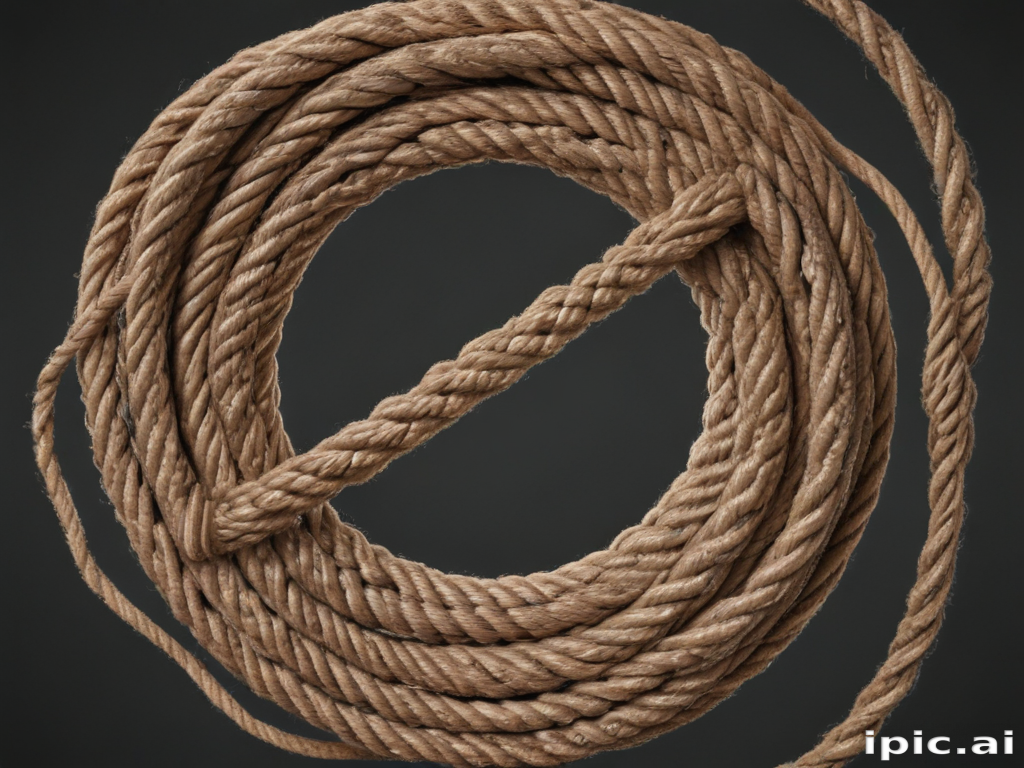 Dark Rope Refrence A Close-Up View of Coiled Brown Rope on a Dark Background