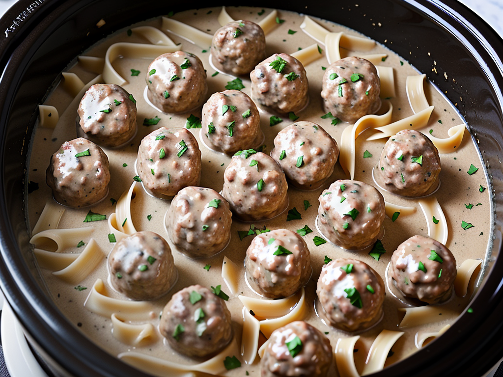 crock pot stroganoff with meatballs