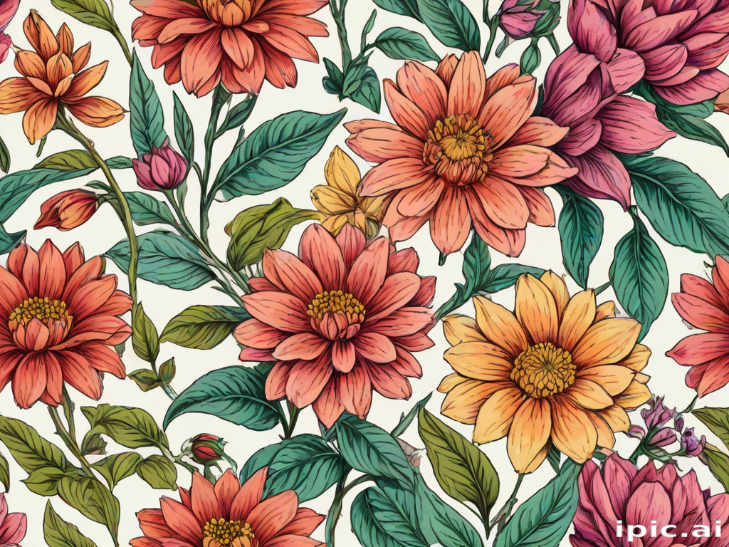 flower drawings color