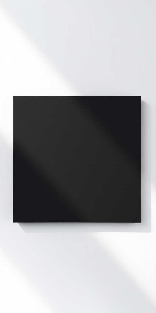 Create a high-resolution image of a plain black square on a white background, using a DSLR camera with a 50mm lens, aperture set to f/2.8, shutter speed at 1/125s, ISO 100, in natural light with a shallow depth of field for enhanced image quality.