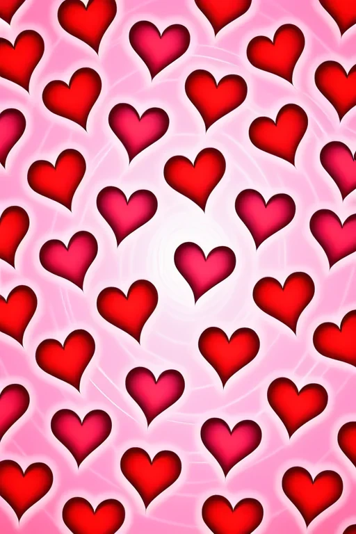 Colorful Hearts in a Whimsical Pattern Against a Soft Pink Background