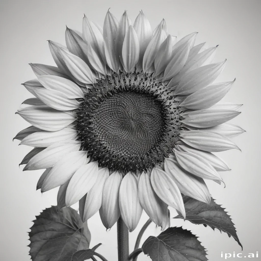 clip art sunflower black and white