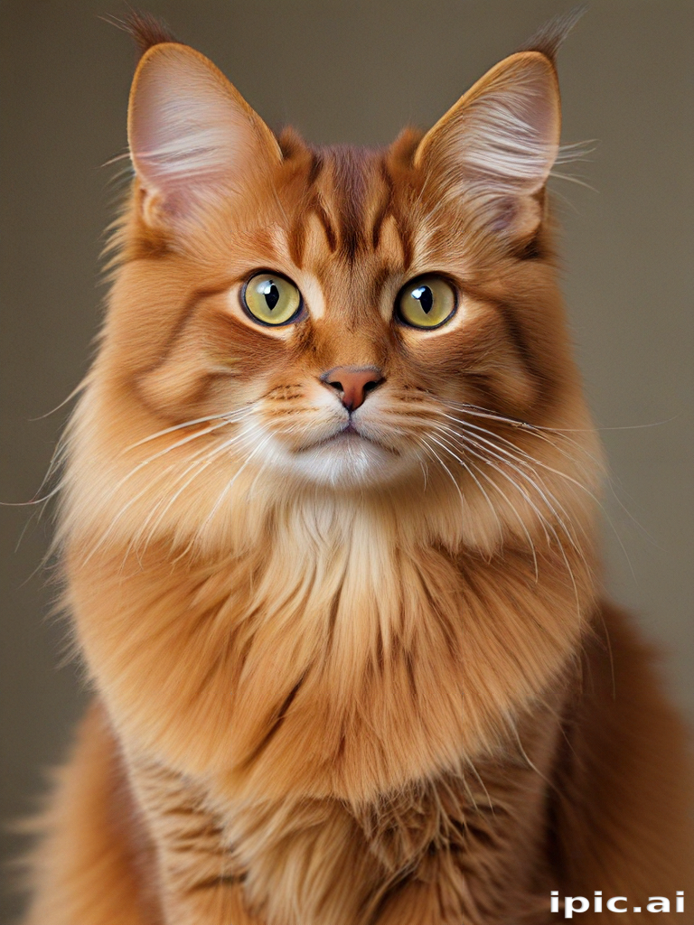 A Majestic Maine Coon Cat with Striking Yellow Eyes and Fluffy Fur