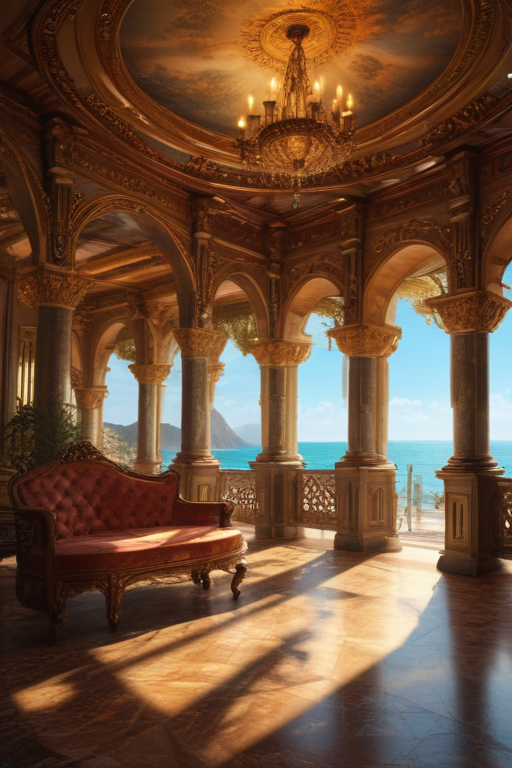 Elegant Coastal Mansion Interior with Stunning Ocean View and ...